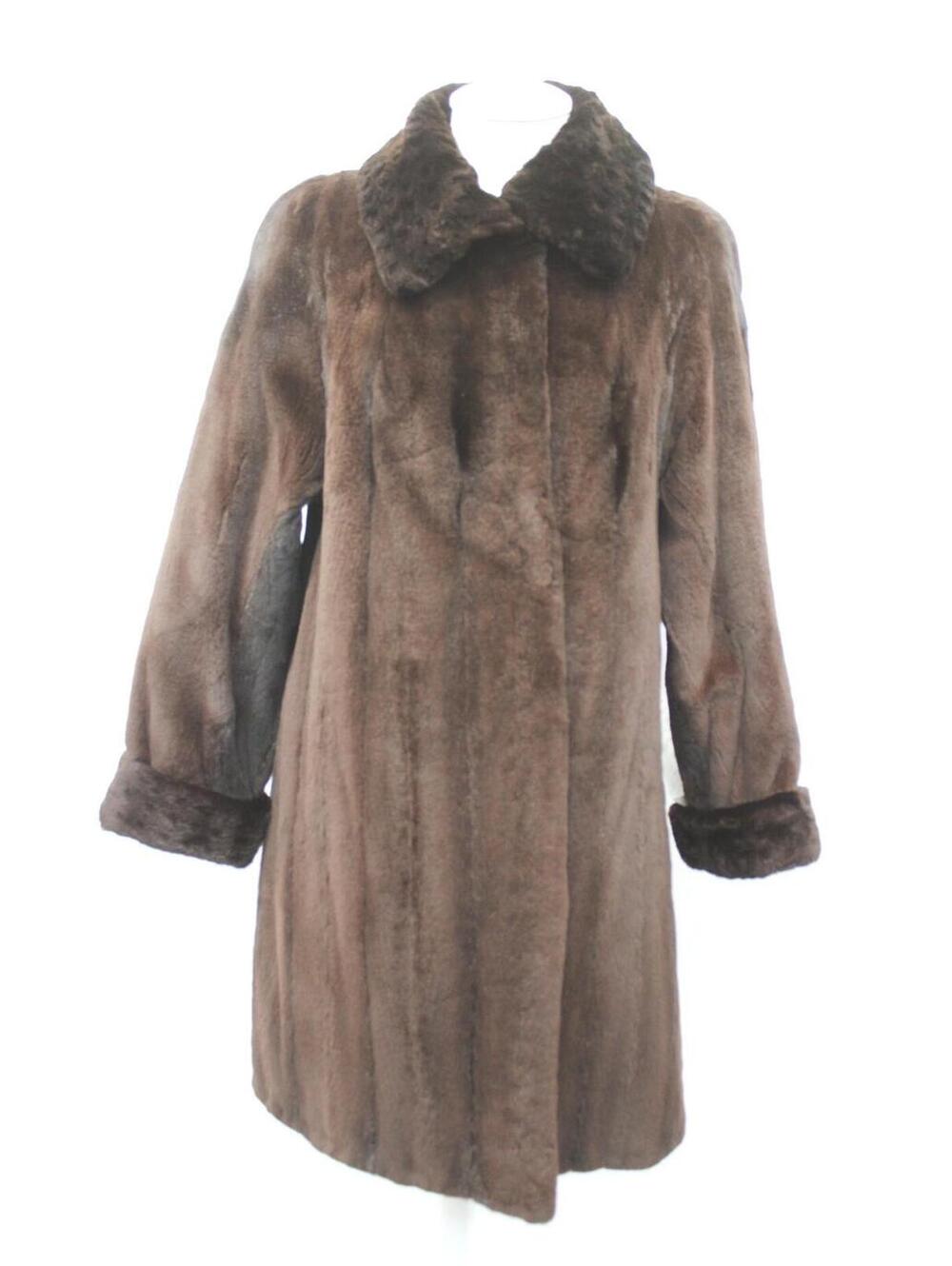 Excellent Sheared Dark Ranch Mink Fur Coat Jacket Women Woman Size 4-6 Small